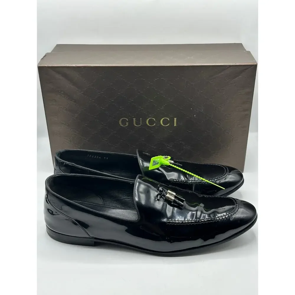 GUCCI Patent leather Tassel Loafers Slip On Dress Shoe Old Money Sz 11 $550